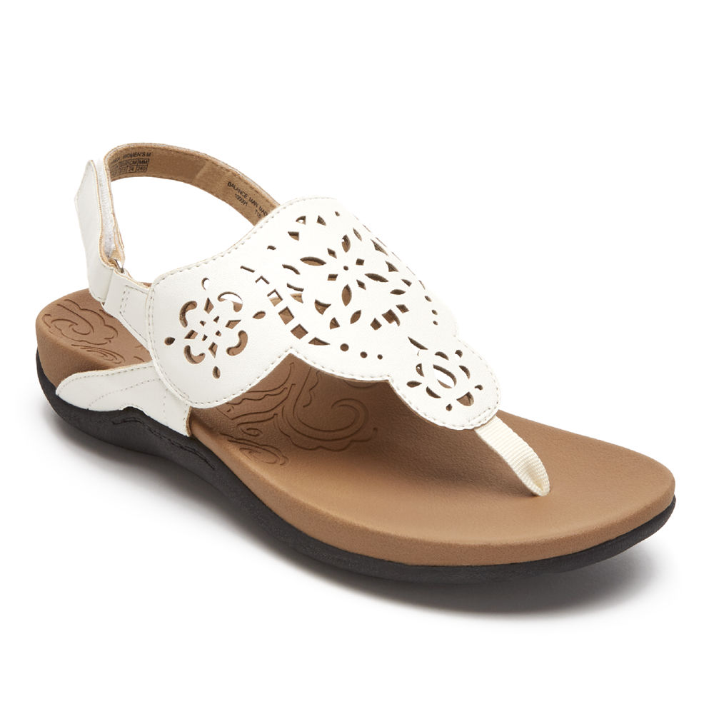 Rockport Singapore Womens Sandals - Ridge Circle Cutout Thong White - BF0512967